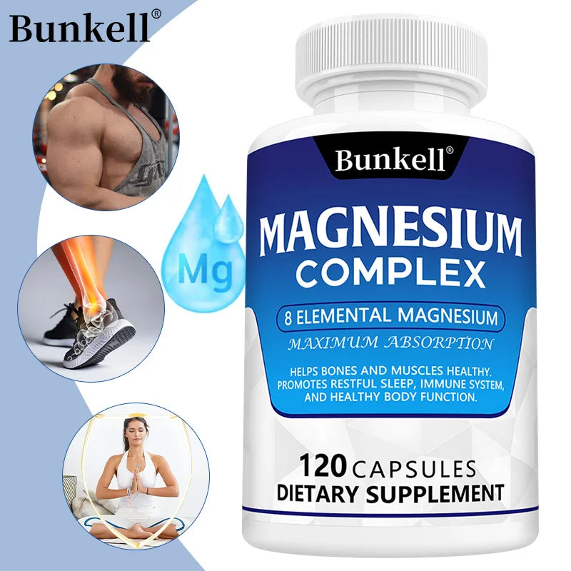 Magnesium Complex, 5 Forms High Absorption, Support Bone, Heart, Muscle, Sleep & Digestion, Non-Gmo Dietary Supplement
